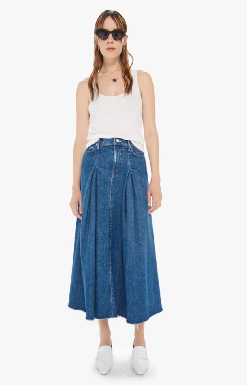MOTHER The Pleated Maxi Skirt Fray in Perfect Drug – Size 27